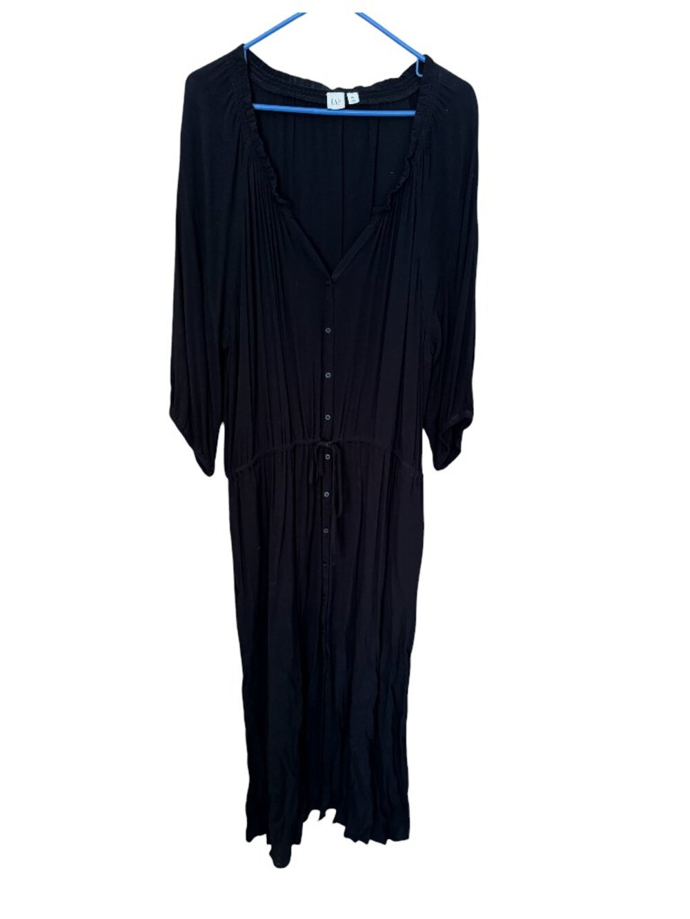 GAP Black Midi Shirtdress with Drawstring Waist - XXL